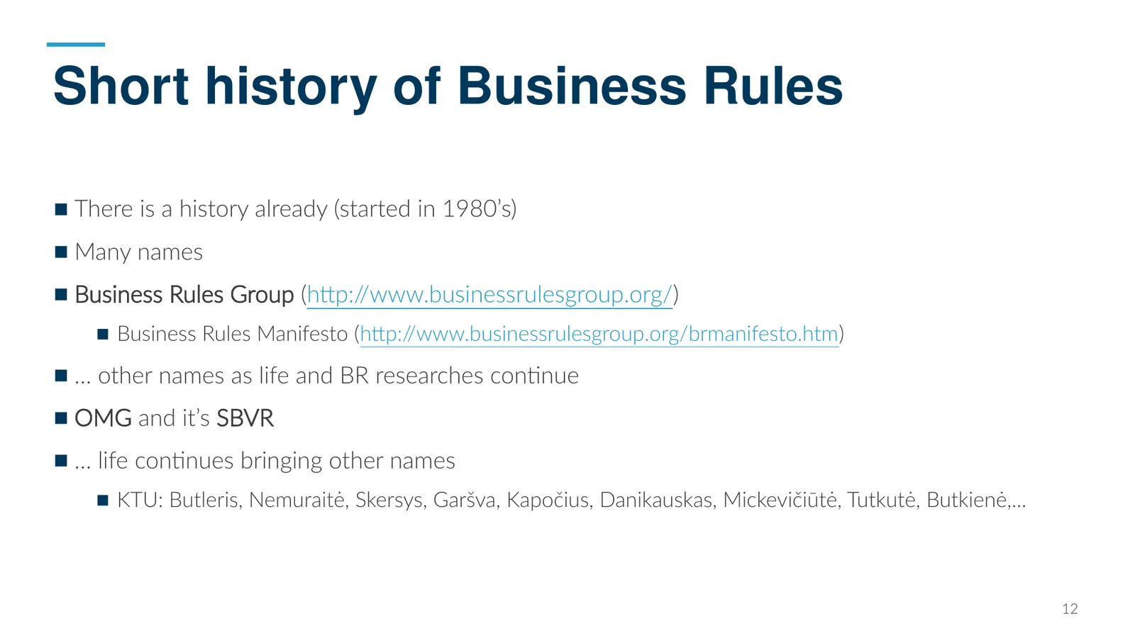 Short history of Business Rules