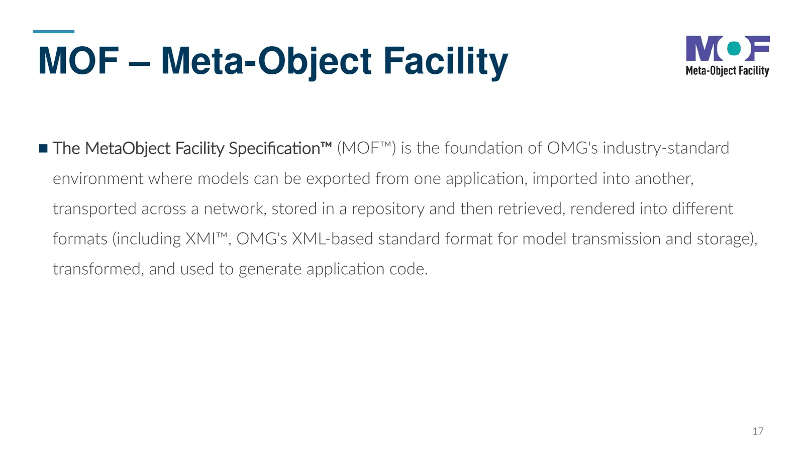 MOF – Meta-Object Facility