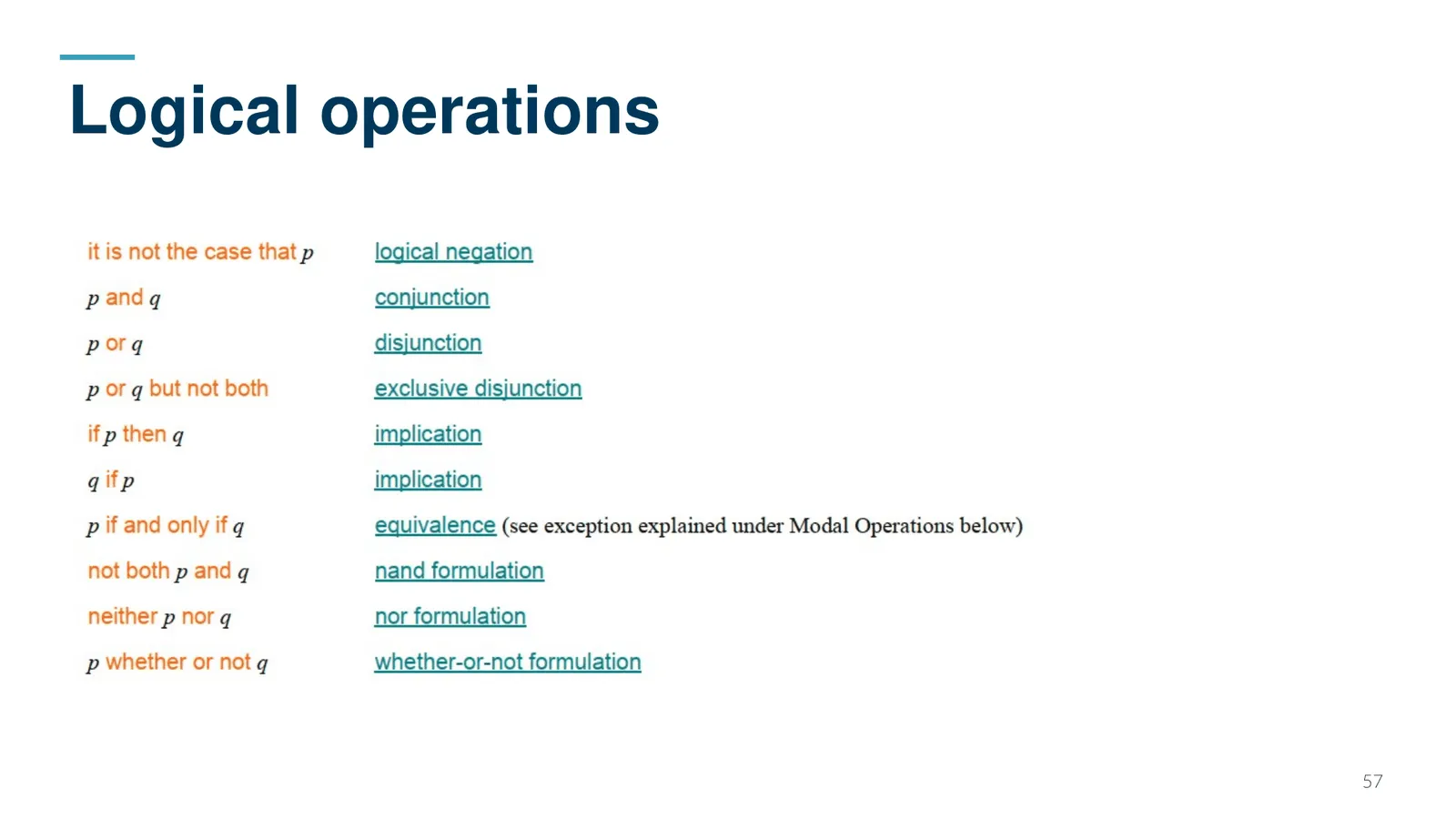Logical operations